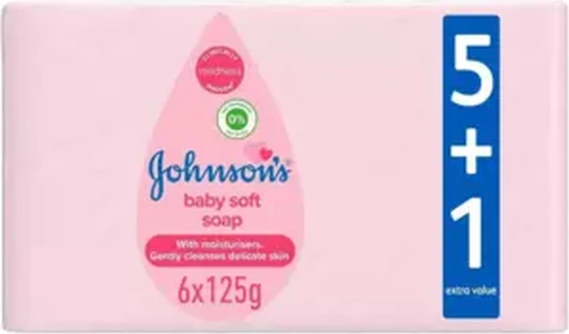 Johnsons Baby Soft Soap with Moisturisers, Gently Cleanses Delicate Skin- 6pcs X 125gms Johnsons Baby Soft Soap with Moisturisers, Gently Cleanses Delicate Skin- 6pcs X 125gms - baby soap