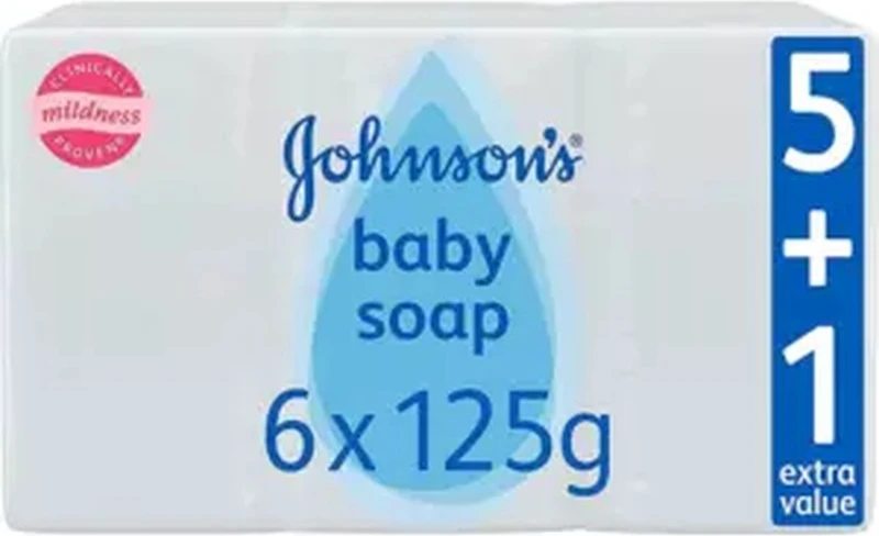 Johnson's Baby Soap Mild and Gentle for Baby Bath, Skin Care- 6pcs X 125gms Johnson's Baby Soap Mild and Gentle for Baby Bath, Skin Care- 6pcs X 125gms - baby wash