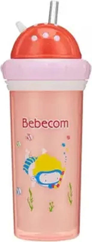 Bebecom Double Layer Water Cup 260ml, Bebecom Double Layer PP Heat Retaining Straw Cup, BPA Free- Peach Bebecom Double Layer Water Cup 260ml, Bebecom Double Layer PP Heat Retaining Straw Cup, BPA Free- Peach - baby drinking cup