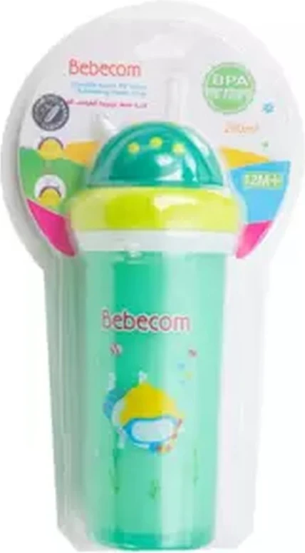 Bebecom Double Layer Water Cup, 260 ml, Bebecom Double Layer PP Heat Retaining Straw Cup, BPA Free, 260ml- Green Bebecom Double Layer Water Cup, 260 ml, Bebecom Double Layer PP Heat Retaining Straw Cup, BPA Free, 260ml- Green - baby drinking cup