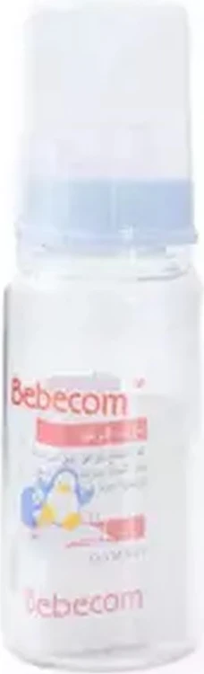 Bebecom Glass Feeding Bottle 125ml (A375), Piece of 1- Blue Bebecom Glass Feeding Bottle 125ml (A375), Piece of 1- Blue - baby feeding bottle
