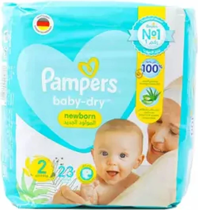 Pampers Newborn Rash Protection Baby Diapers with Aloe Vera Lotion, Size 2, 3-8kg- 23pcs Pampers Newborn Rash Protection Baby Diapers with Aloe Vera Lotion, Size 2, 3-8kg- 23pcs - baby diapers