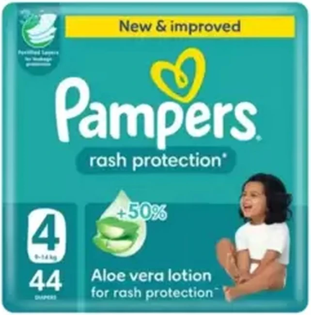 Pampers Rash Protection Mega Pack Baby Diapers, Size 4, 9-14kg- 44pcs Pampers Rash Protection Mega Pack Baby Diapers, Size 4, 9-14kg- 44pcs - baby diapers