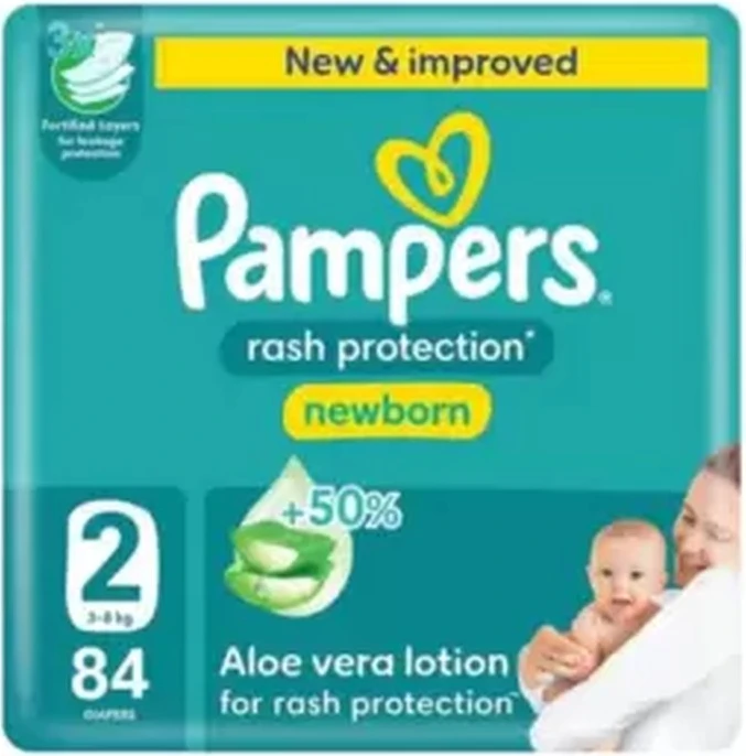 Pampers Rash Protection Mega Pack Baby Diapers, Size 2, 3-8kg- 84pcs Pampers Rash Protection Mega Pack Baby Diapers, Size 2, 3-8kg- 84pcs - baby diapers