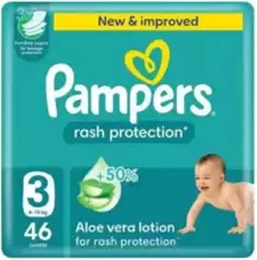Pampers Rash Protection Mega Pack Baby Diapers, Size 3, 6-10kg- 46pcs Pampers Rash Protection Mega Pack Baby Diapers, Size 3, 6-10kg- 46pcs - baby diapers