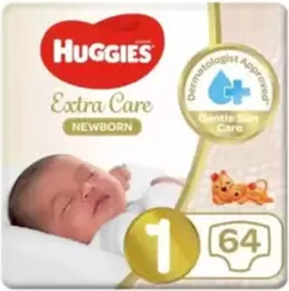 Huggies Extra Care Baby Diaper, Size 1- 64pcs Huggies Extra Care Baby Diaper, Size 1- 64pcs - baby diapers