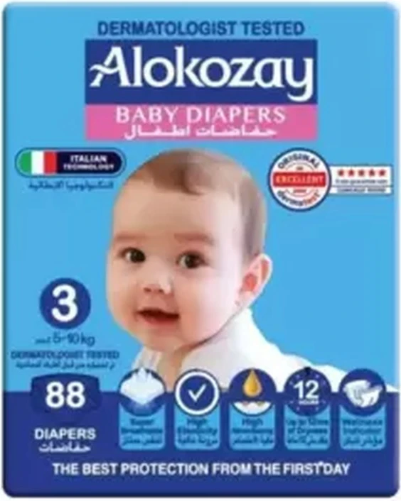Alokozay Baby Diapers, Size 3, 5-10kg- 88pcs Alokozay Baby Diapers, Size 3, 5-10kg- 88pcs - baby diapers
