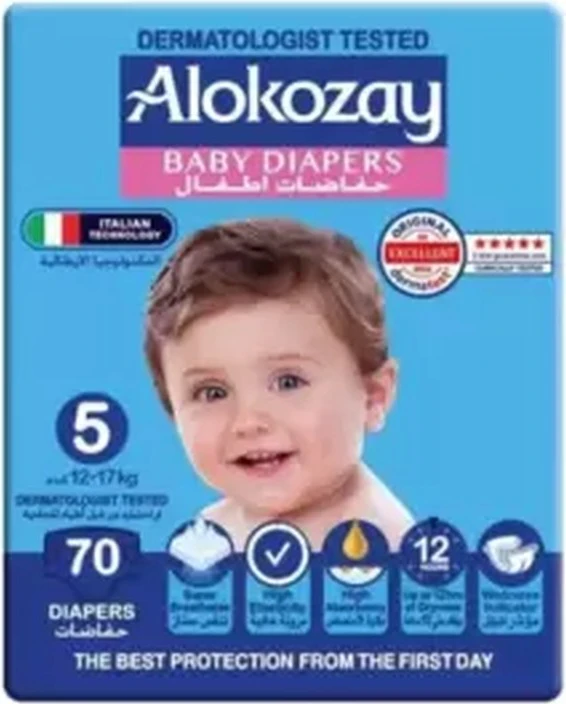 Alokozay Baby Diapers, Size 5, 12-17kg- 70pcs Alokozay Baby Diapers, Size 5, 12-17kg- 70pcs - baby diapers