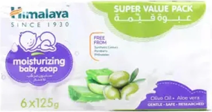 Himalaya Moisturizing Baby Soap with Olive Oil & Aloe Vera- 6X125G Himalaya Moisturizing Baby Soap with Olive Oil & Aloe Vera- 6X125G - baby soap