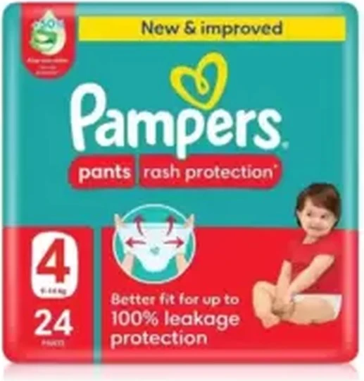 Pampers Rash Protection Baby Nappy Pants with Aloe Vera Lotion, Size 4, 9-14kg- 24pcs Pampers Rash Protection Baby Nappy Pants with Aloe Vera Lotion, Size 4, 9-14kg- 24pcs - baby diapers