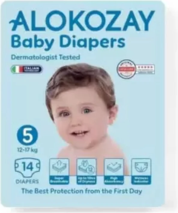Alokozay Baby Diapers, Size 5, 12-17kg- 14pcs Alokozay Baby Diapers, Size 5, 12-17kg- 14pcs - baby diapers