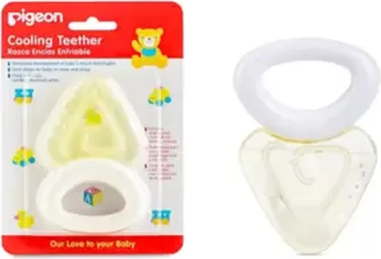Pigeon Triangle Cooling Teether For Babies, Stimulates Development Of Baby Mouth And Fingers- Light Yellow Pigeon Triangle Cooling Teether For Babies, Stimulates Development Of Baby Mouth And Fingers- Light Yellow - baby teether