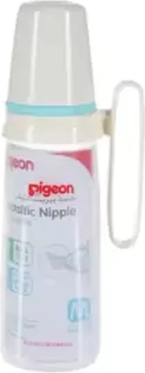 Pigeon Slim Neck Clear Nurshing Plastic Feeding Bottle Medium Flow With White Cap And Handle- 240ml Pigeon Slim Neck Clear Nurshing Plastic Feeding Bottle Medium Flow With White Cap And Handle- 240ml - baby feeding bottle