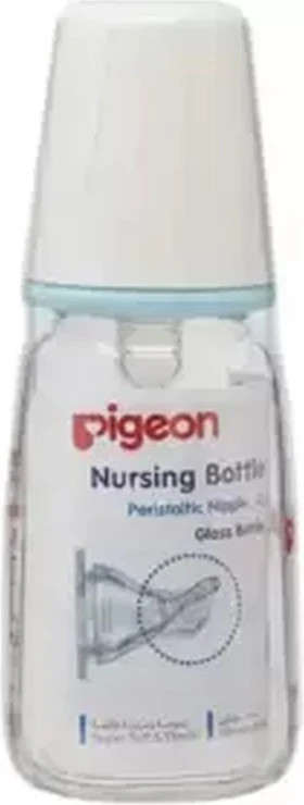 Pigeon K-4 Glass Nursing Bottle Anti Colic System With Peristaltic Teat And Slim Neck- 120ml Pigeon K-4 Glass Nursing Bottle Anti Colic System With Peristaltic Teat And Slim Neck- 120ml - baby bottle teat