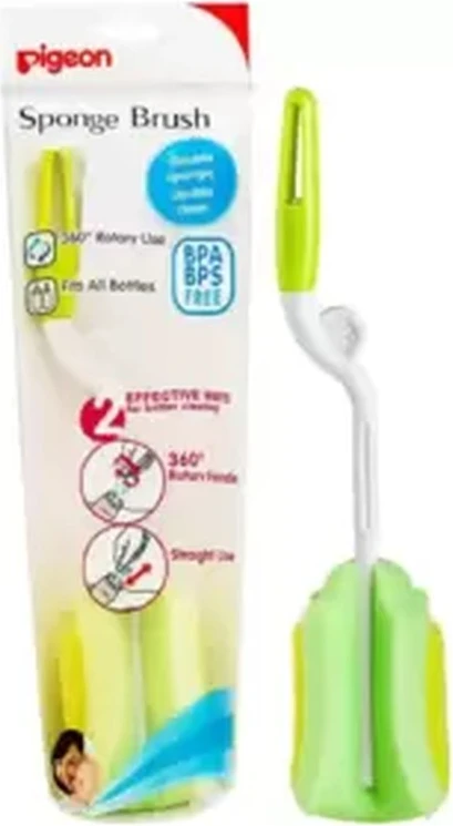 Pigeon 360degree Rotary Sponge Brush, Double Sponge Double Clean- White And Green Pigeon 360degree Rotary Sponge Brush, Double Sponge Double Clean- White And Green - baby grooming