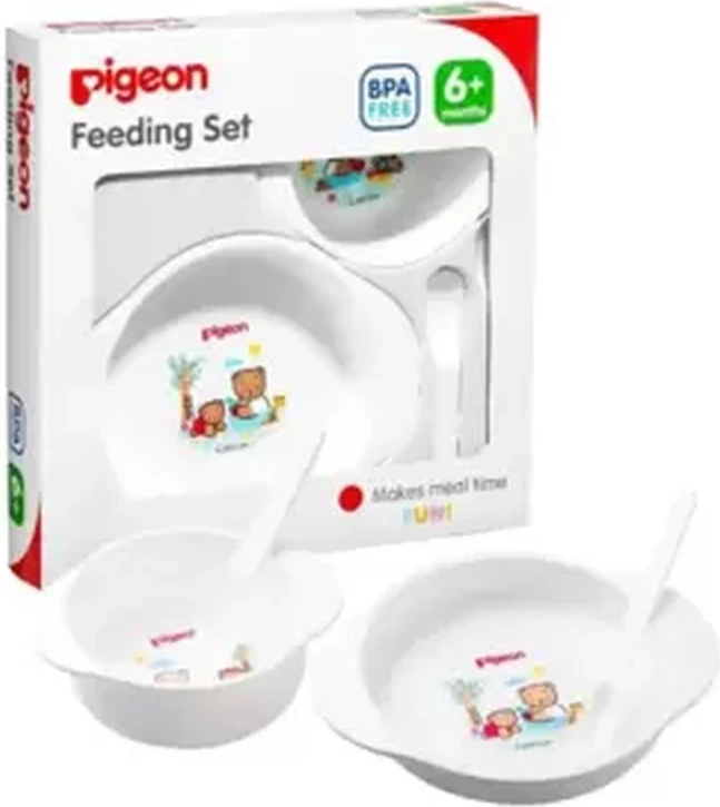 Pigeon Weaning Plate And Bowl, Babies Feeding Set For Comfortable Feeding- White Pigeon Weaning Plate And Bowl, Babies Feeding Set For Comfortable Feeding- White - baby feeding set