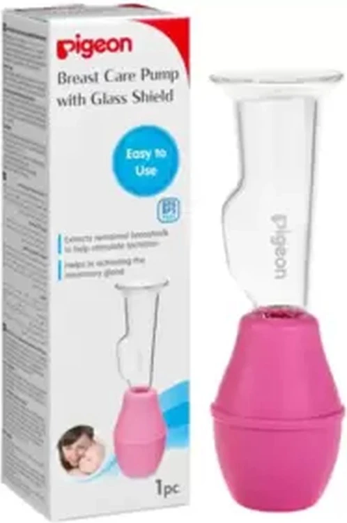 Pigeon BPA BPS Free Breast Care Pump With Glass Sheild Extracts Remained Breastmilk- Pink Pigeon BPA BPS Free Breast Care Pump With Glass Sheild Extracts Remained Breastmilk- Pink - baby product