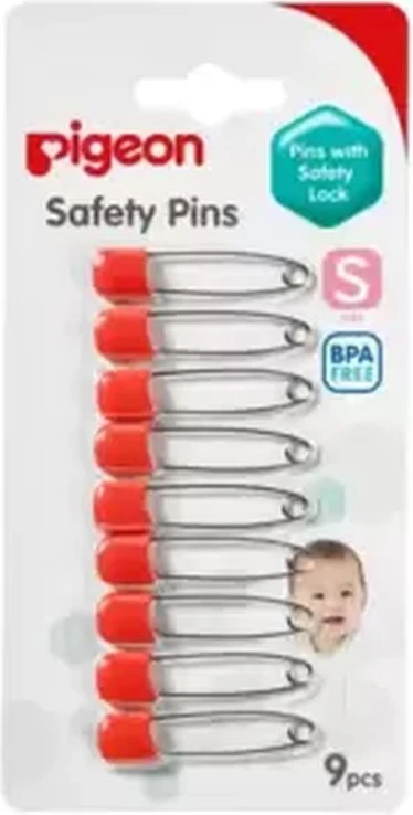 Pigeon BPA Free Safety Pins With Safety Locks Plastic Cap Small Size- 9pcs Pigeon BPA Free Safety Pins With Safety Locks Plastic Cap Small Size- 9pcs - baby safety pins