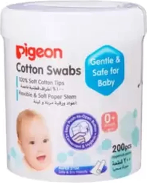 Pigeon Cotton Swabs 100percent Soft Cotton Tips With Flexible And Soft Paper Stem- 200pcs Pigeon Cotton Swabs 100percent Soft Cotton Tips With Flexible And Soft Paper Stem- 200pcs - baby cotton
