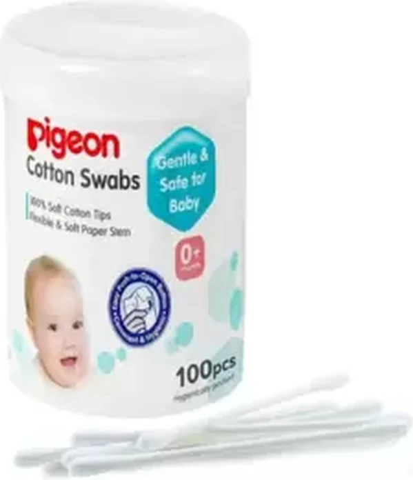 Pigeon Cotton Swabs 100percent Soft Cotton Tips With Flexible And Soft Paper Stem- 100pcs Pigeon Cotton Swabs 100percent Soft Cotton Tips With Flexible And Soft Paper Stem- 100pcs - baby cotton