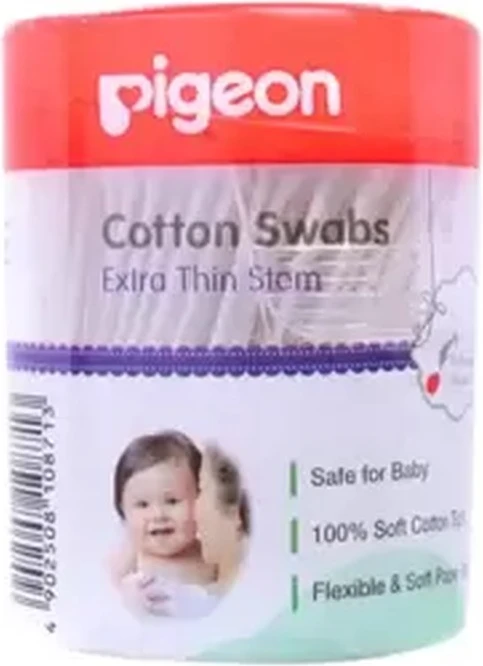 Pigeon 100percent Cotton Swabs With Extra Thin Flexible And Soft Paper Stem- 200pcs Pigeon 100percent Cotton Swabs With Extra Thin Flexible And Soft Paper Stem- 200pcs - baby cotton