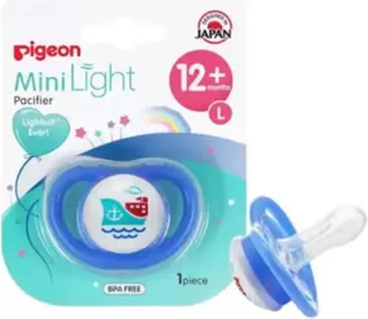 Pigeon Minilight Pacifier Large Sized Teeth Friendly For 12+ months Babies in Ocean Boat Print- Blue Pigeon Minilight Pacifier Large Sized Teeth Friendly For 12+ months Babies in Ocean Boat Print- Blue - baby pacifier