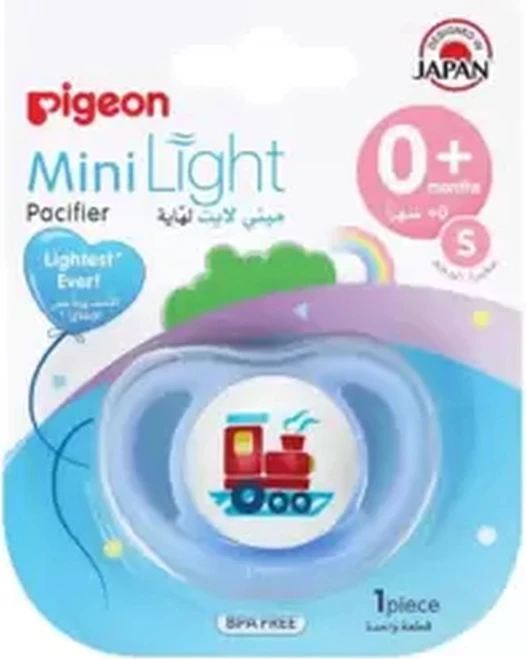 Pigeon Small Sized Minilight Pacifier Train Printed and Teeth Friendly For 0+ months Babies- BLue Pigeon Small Sized Minilight Pacifier Train Printed and Teeth Friendly For 0+ months Babies- BLue - baby pacifier