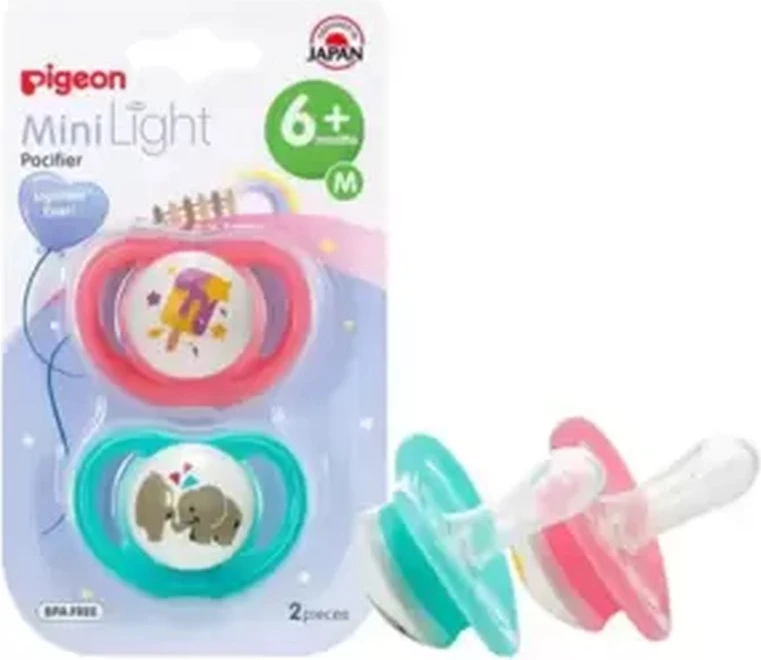 Pigeon Minilight 6+ Months M Size Pacifier For Girl Baby- 2pcs Pigeon Minilight 6+ Months M Size Pacifier For Girl Baby- 2pcs - baby pacifier
